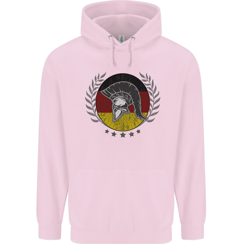 German Bodybuilding Flag Gym Training Spartan Mens 80% Cotton Hoodie Light Pink