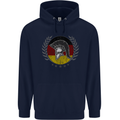 German Bodybuilding Flag Gym Training Spartan Mens 80% Cotton Hoodie Navy Blue