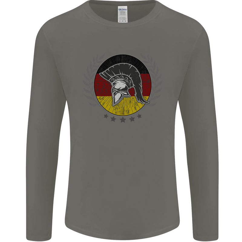 German Bodybuilding Flag Gym Training Spartan Mens Long Sleeve T-Shirt Charcoal