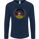 German Bodybuilding Flag Gym Training Spartan Mens Long Sleeve T-Shirt Navy Blue