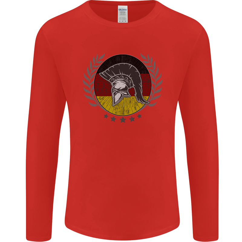 German Bodybuilding Flag Gym Training Spartan Mens Long Sleeve T-Shirt Red