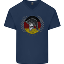 German Bodybuilding Flag Gym Training Spartan Mens V-Neck Cotton T-Shirt Navy Blue