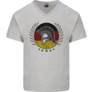 German Bodybuilding Flag Gym Training Spartan Mens V-Neck Cotton T-Shirt Sports Grey