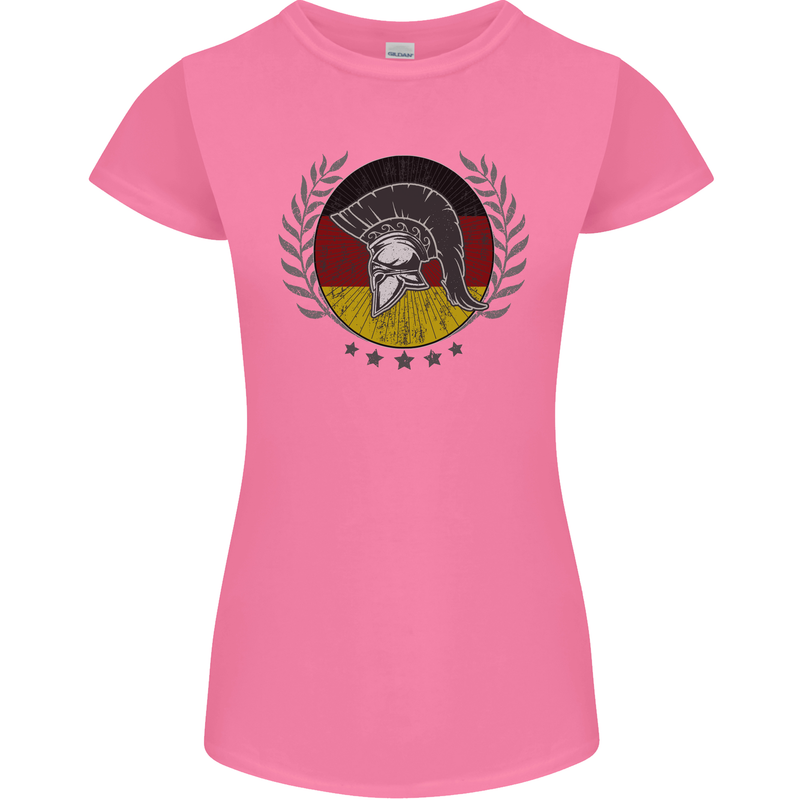 German Bodybuilding Flag Gym Training Spartan Womens Petite Cut T-Shirt Azalea