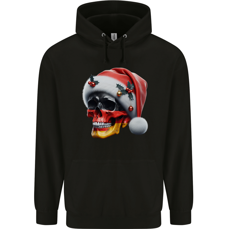 German Christmas Skull Xmas Germany Flag Childrens Kids Hoodie Black