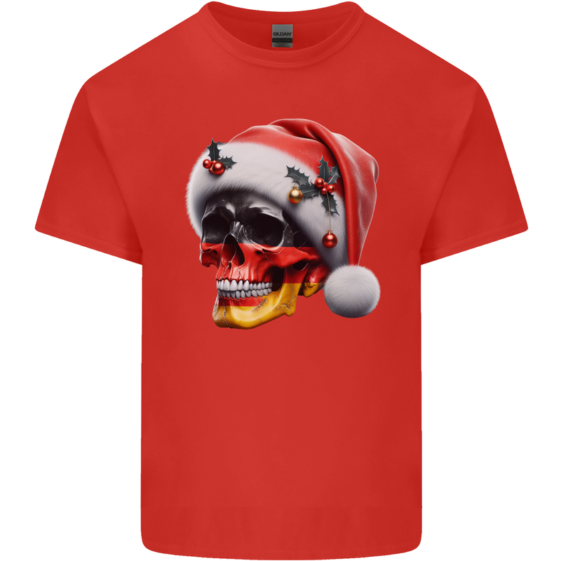 German Christmas Skull Xmas Germany Flag Kids T-Shirt Childrens Red