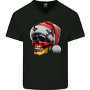 German Christmas Skull Xmas Germany Flag Mens V-Neck Cotton T-Shirt Black