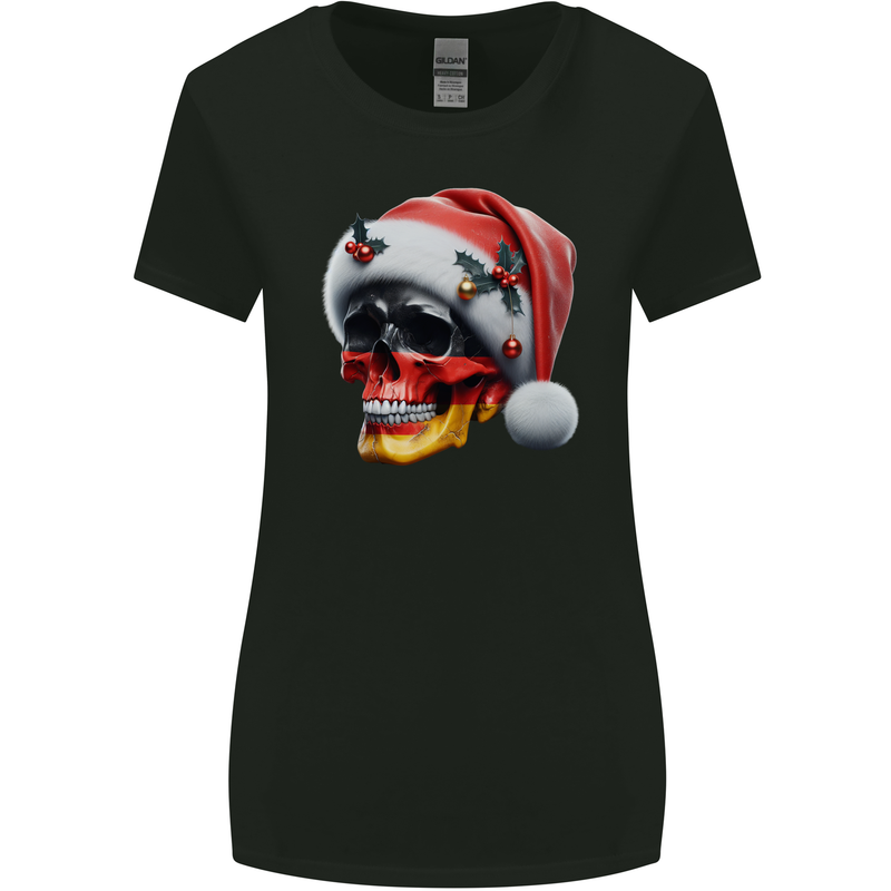 German Christmas Skull Xmas Germany Flag Womens Wider Cut T-Shirt Black