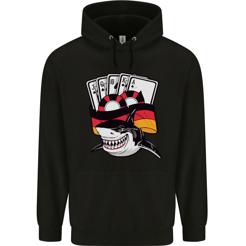 German Poker Shark Mens 80% Cotton Hoodie Black