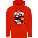 German Poker Shark Mens 80% Cotton Hoodie Bright Red