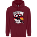 German Poker Shark Mens 80% Cotton Hoodie Maroon