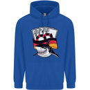 German Poker Shark Mens 80% Cotton Hoodie Royal Blue