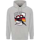 German Poker Shark Mens 80% Cotton Hoodie Sports Grey