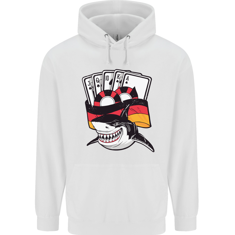 German Poker Shark Mens 80% Cotton Hoodie White