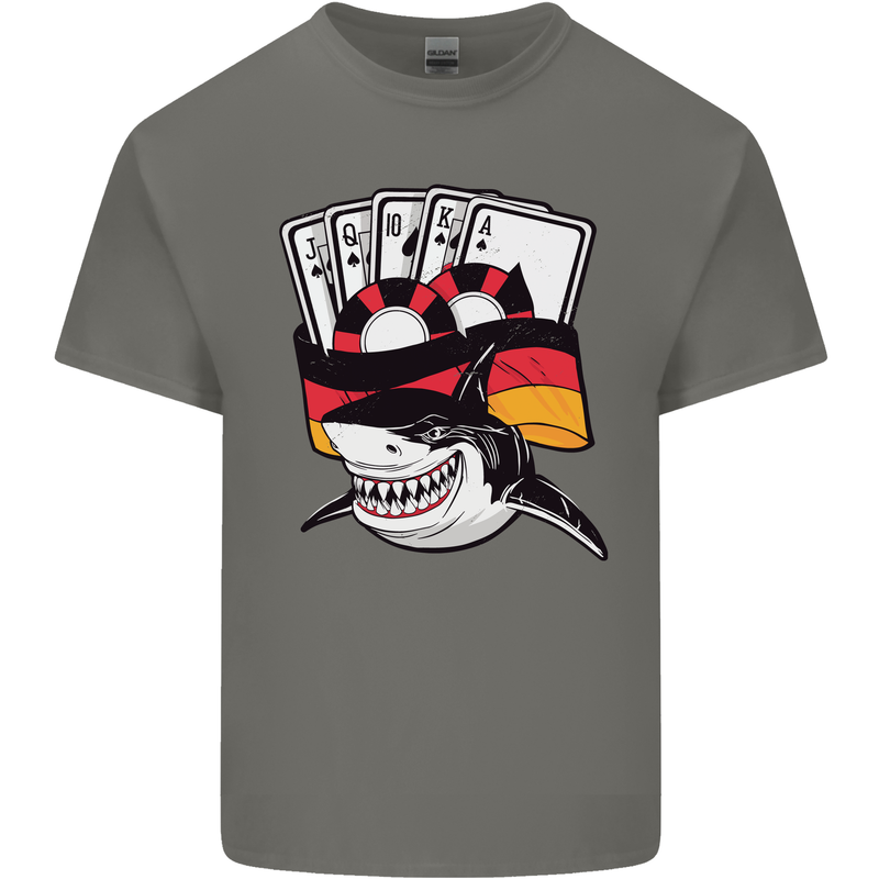 German Poker Shark Mens Cotton T-Shirt Tee Top Charcoal