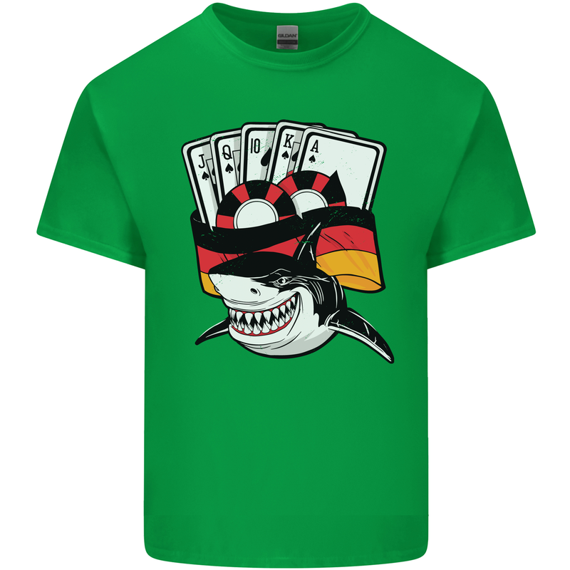 German Poker Shark Mens Cotton T-Shirt Tee Top Irish Green