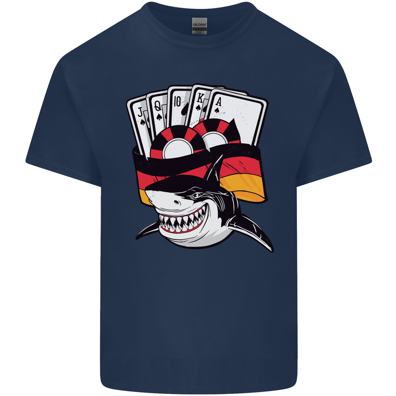 German Poker Shark Mens Cotton T-Shirt Tee Top Navy Blue