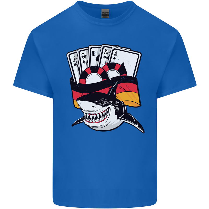 German Poker Shark Mens Cotton T-Shirt Tee Top Royal Blue