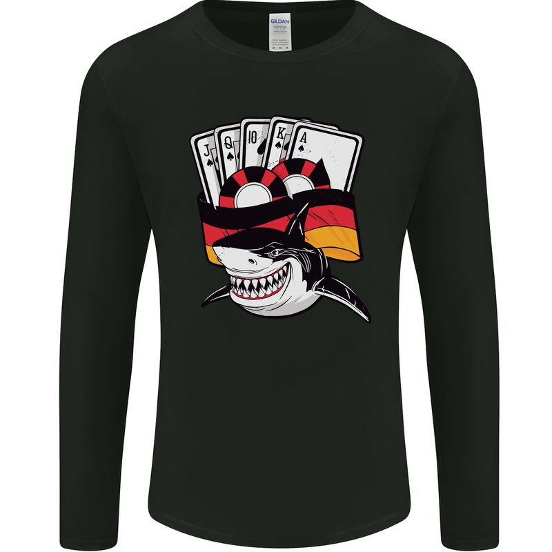 German Poker Shark Mens Long Sleeve T-Shirt Black