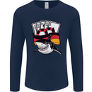 German Poker Shark Mens Long Sleeve T-Shirt Navy Blue