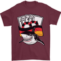 German Poker Shark Mens T-Shirt 100% Cotton Maroon