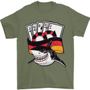 German Poker Shark Mens T-Shirt 100% Cotton Military Green