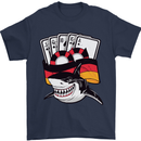 German Poker Shark Mens T-Shirt 100% Cotton Navy Blue