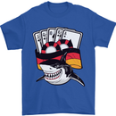German Poker Shark Mens T-Shirt 100% Cotton Royal Blue