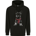 German Shepherd Union Jack Scarf Alsatian Mens 80% Cotton Hoodie Black