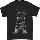 German Shepherd in USA Scarf Alsatian Dog Mens T-Shirt 100% Cotton Black