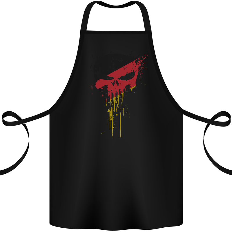 German Skull Gym Training Bodybuilding Cotton Apron 100% Organic Black