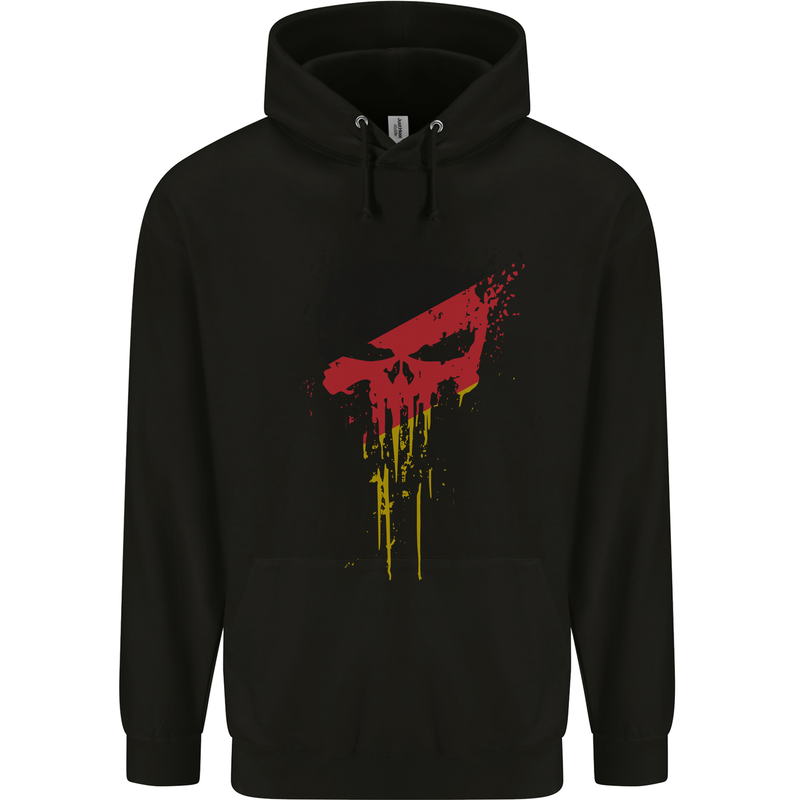German Skull Gym Training Bodybuilding Mens 80% Cotton Hoodie Black