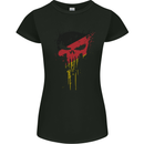 German Skull Gym Training Bodybuilding Womens Petite Cut T-Shirt Black
