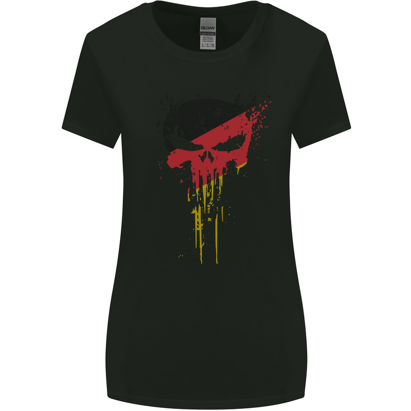 German Skull Gym Training Bodybuilding Womens Wider Cut T-Shirt Black