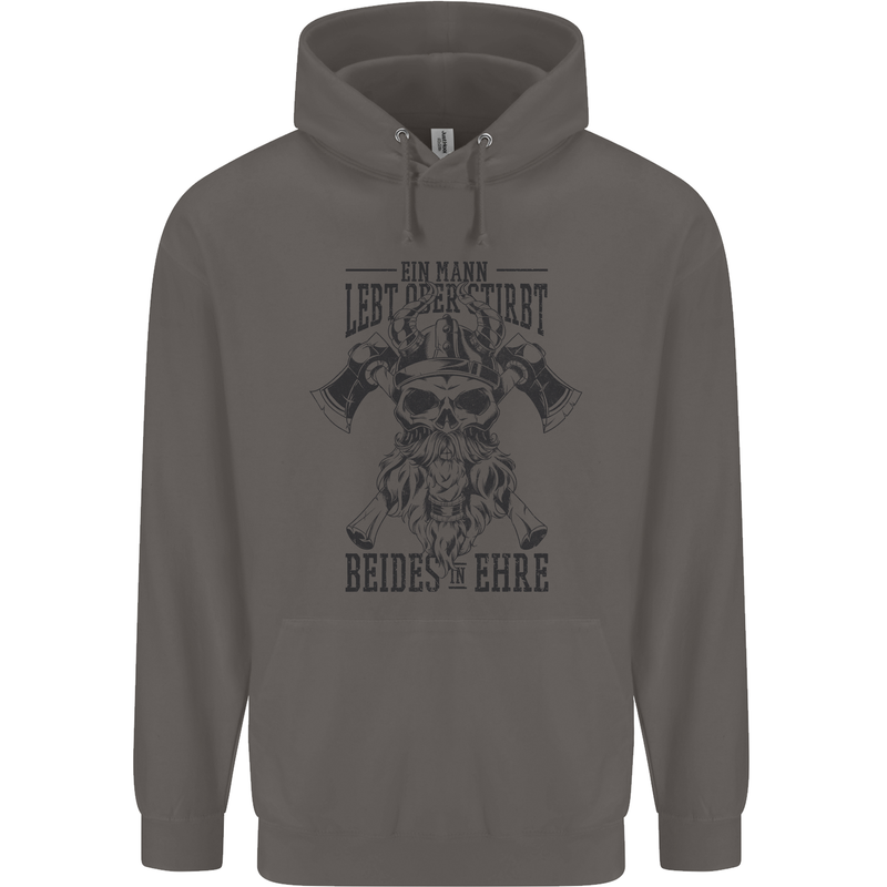 German Viking Mens 80% Cotton Hoodie Charcoal