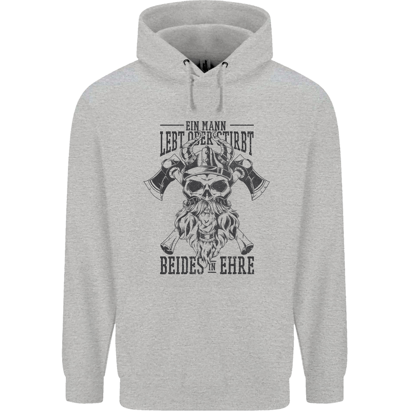 German Viking Mens 80% Cotton Hoodie Sports Grey