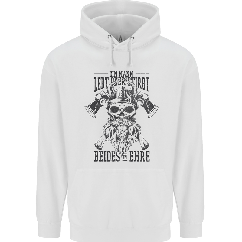 German Viking Mens 80% Cotton Hoodie White