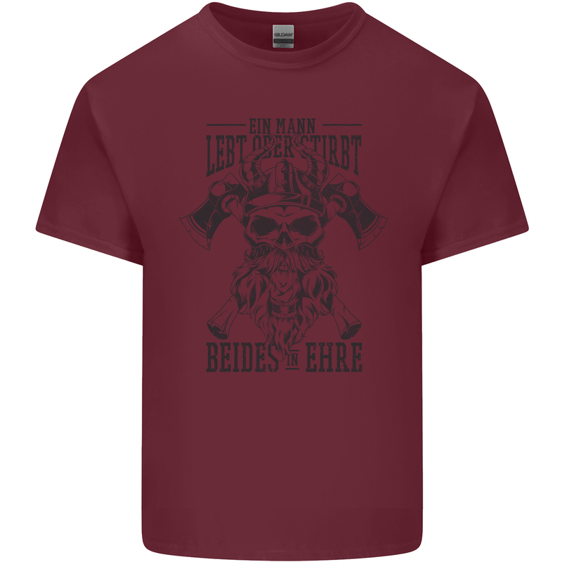 German Viking Mens Cotton T-Shirt Tee Top Maroon