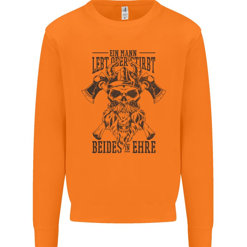 German Viking Mens Sweatshirt Jumper Orange