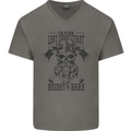 German Viking Mens V-Neck Cotton T-Shirt Charcoal