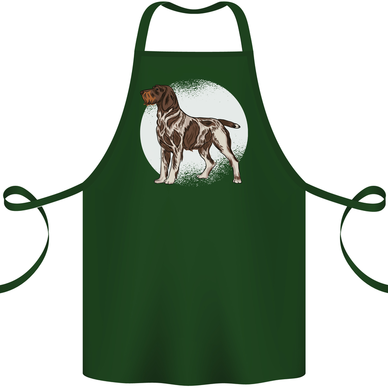 German Wirehaired Pointer Dog Cotton Apron 100% Organic Forest Green