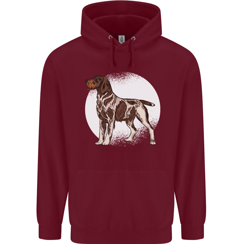 German Wirehaired Pointer Dog Mens 80% Cotton Hoodie Maroon