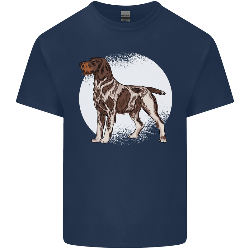 German Wirehaired Pointer Dog Mens Cotton T-Shirt Tee Top Navy Blue