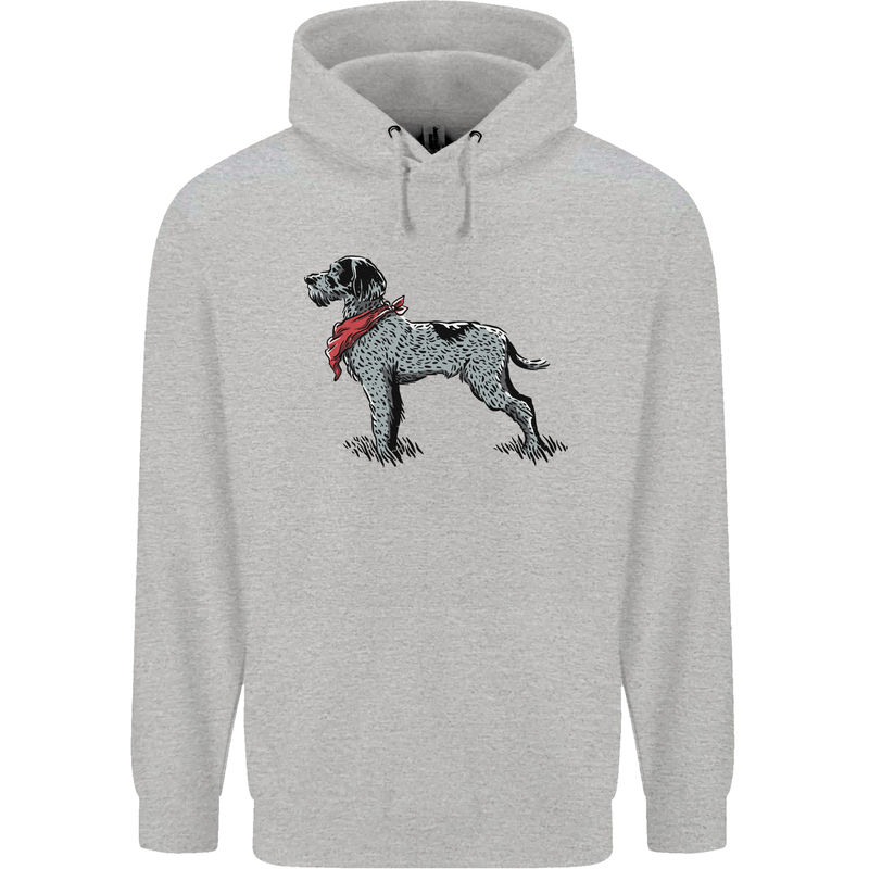 German Wirehaired Pointer With Neck Scarf Mens 80% Cotton Hoodie Sports Grey