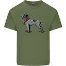 German Wirehaired Pointer With Neck Scarf Mens Cotton T-Shirt Tee Top Military Green