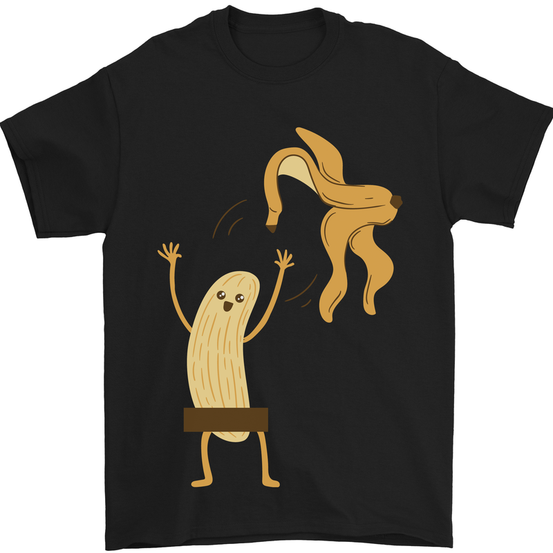 a black t - shirt with an image of a banana and a banana peel