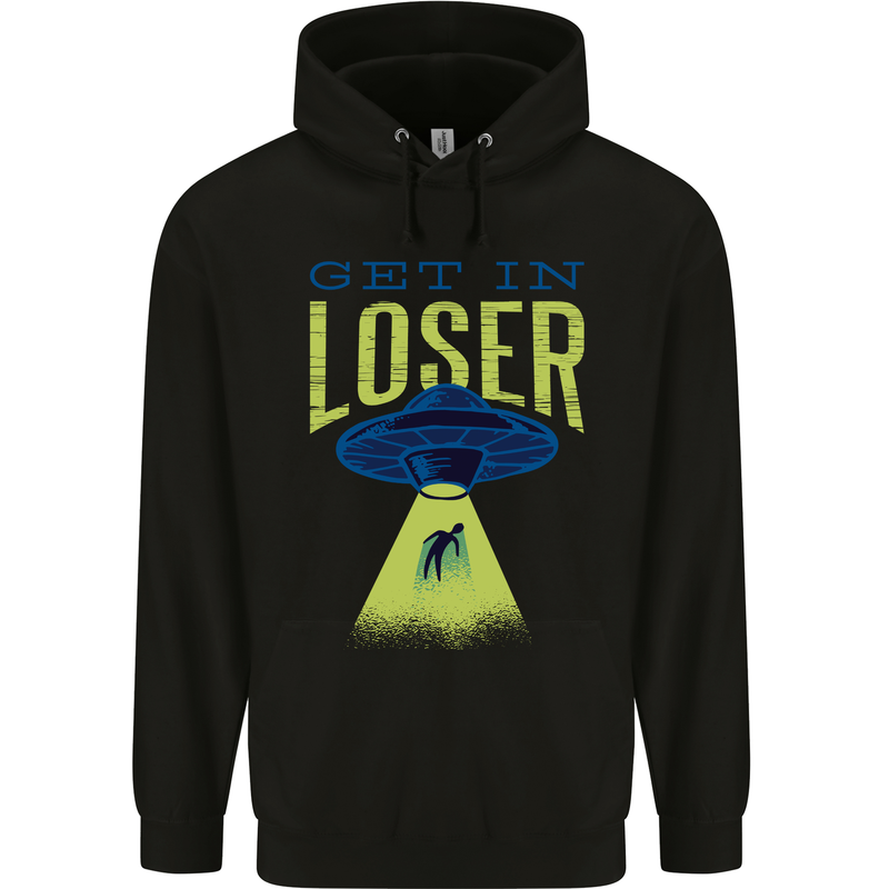Get in Loser Funny Alien Abduction UFO Childrens Kids Hoodie Black