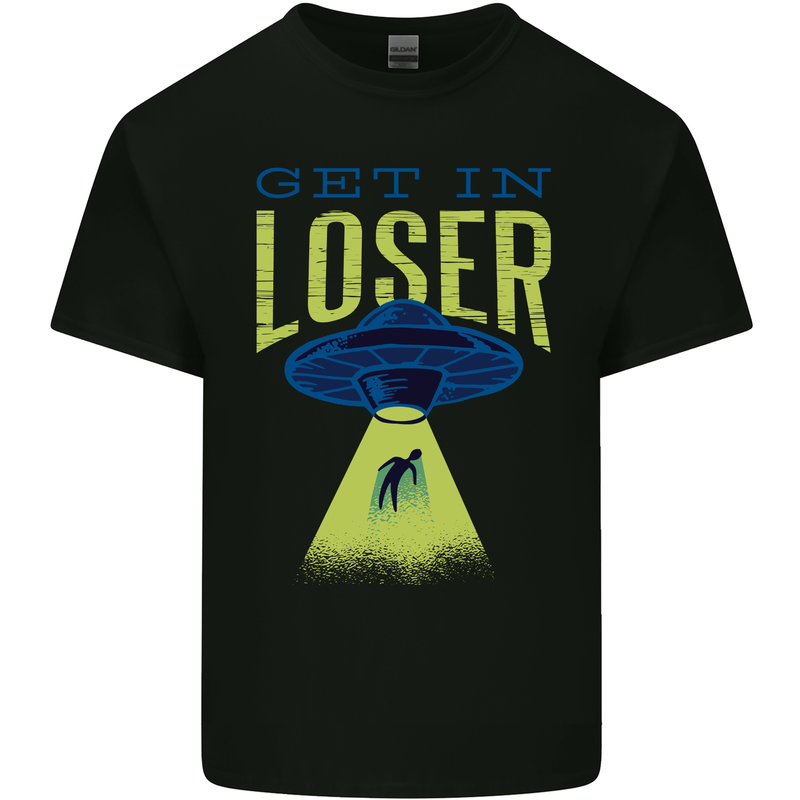 Get in Loser Funny Alien Abduction UFO Kids T-Shirt Childrens Black