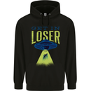Get in Loser Funny Alien Abduction UFO Mens 80% Cotton Hoodie Black