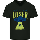 Get in Loser Funny Alien Abduction UFO Mens V-Neck Cotton T-Shirt Black